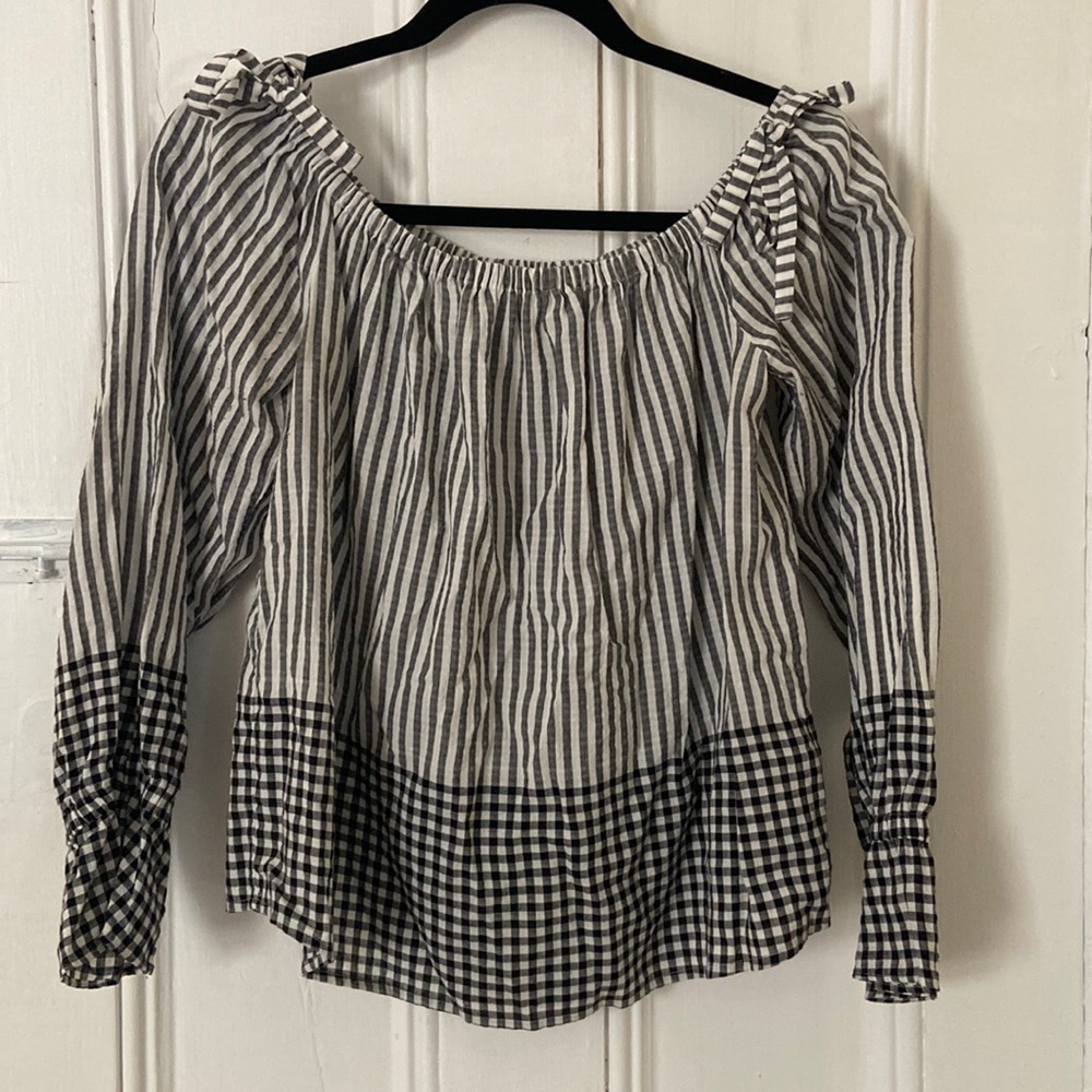 Express Off The Shoulder Gingham Top